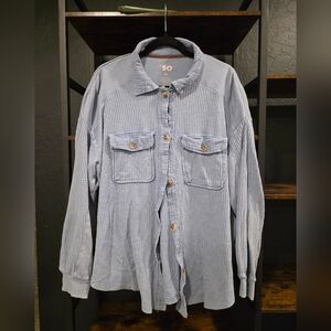 SO Light Blue Textured Button Down Shirt